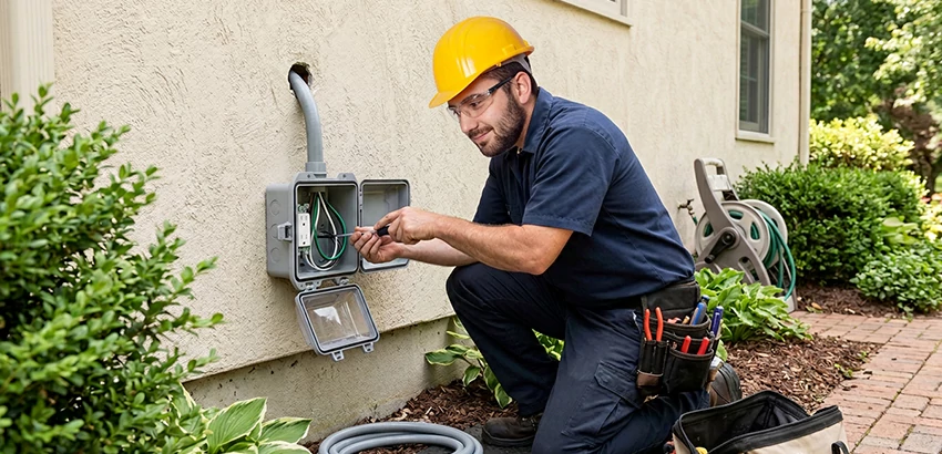 Outdoor Outlet Installation on Vinyl Siding in Malden